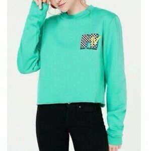 Love Tribe MTV Women's Cropped Sweatshirt in Teal, Size M